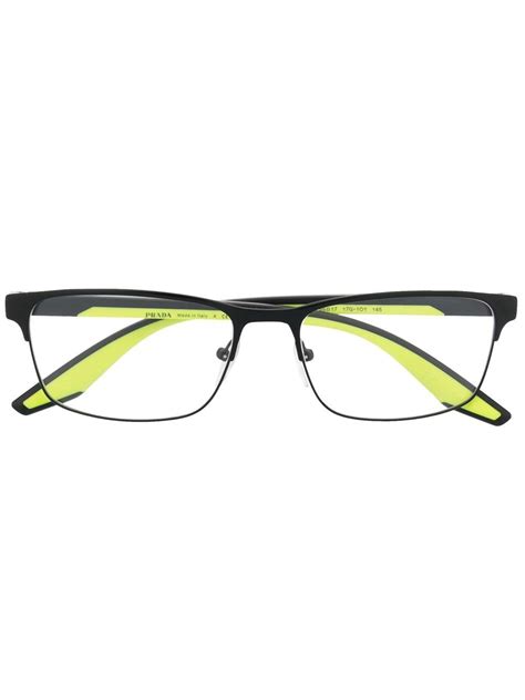 Prada Eyewear Logo Plaque Square Frame Glasses Farfetch