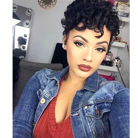 Best pixie cut curly full lace wig human hair for African American ...