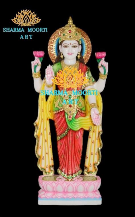 White Painted Marble Laxmi Idol For Worship Manufacturer Seller In