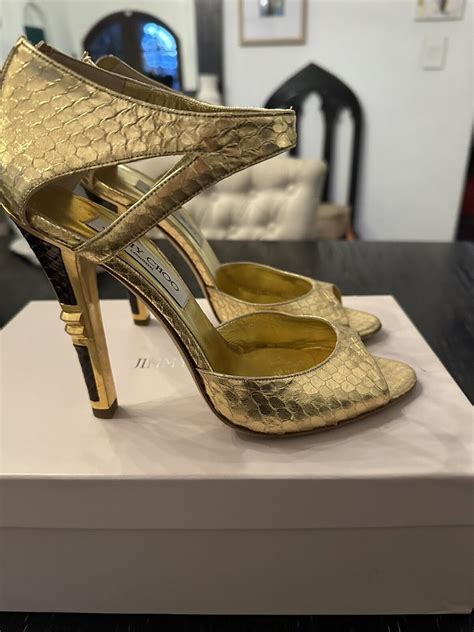 Jimmy Choo Gold Snake Shoes Women Gem