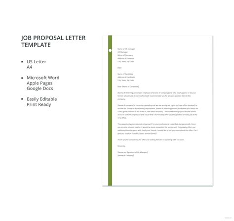 Job Proposal Letter Template In Microsoft Word Apple Pages Google