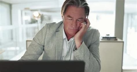 Mature Thinking And Business Man On Lap Stock Video Pond