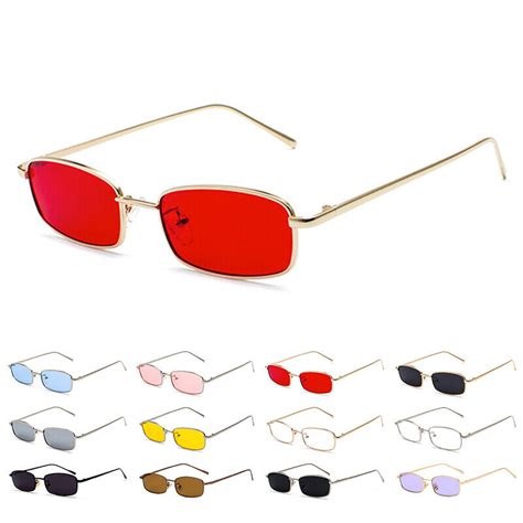 Retro Small Square Sunglasses Men Women Metal Frame Rectangle Sunglasses Eyewear Ebay