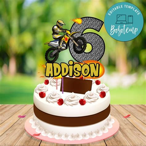 Dirt Bike Birthday Cake Topper Template Printable Diy Bobotemp