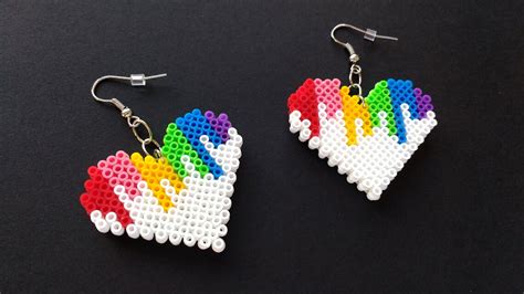 Colorful Heart Earrings Pixel Heart Earrings Handmade Cute Etsy