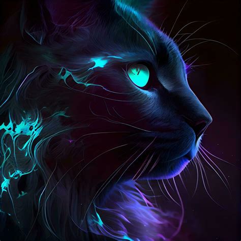 Fantasy Cat With Blue Eyes Abstract Background 3D Illustration