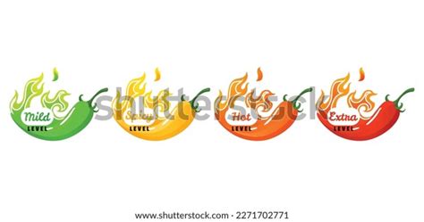 Spicy Level Hot Chili Pepper Icons Stock Vector Royalty Free 2271702771 Shutterstock
