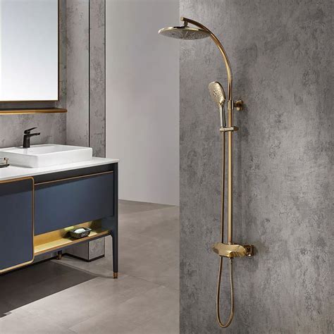 Zime Modern Gold Exposed Adjustable Shower Faucet Thermostatic Valve