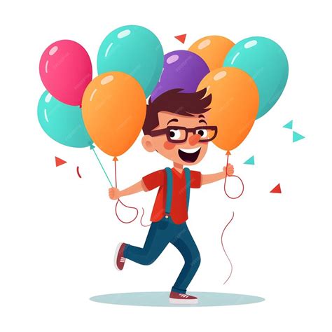 Premium Photo | A boy with a bunch of colorful balloons