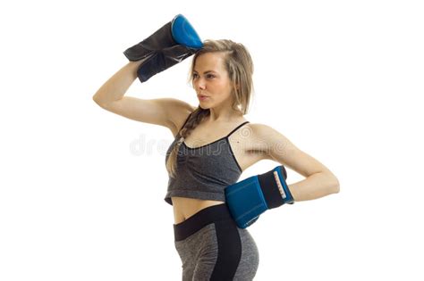 Attractive Blonde Woman Gift In Santa Hat Stock Photo Image Of