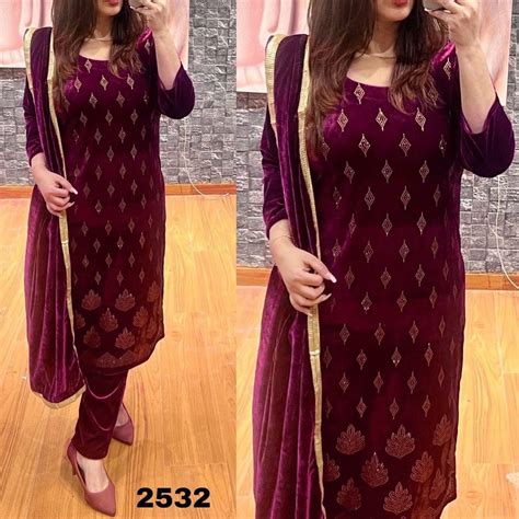 Straight Designer Velvet Suit At Rs In New Delhi Id