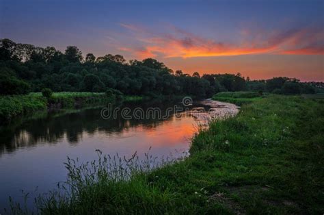 Light Of Sunset Over The River Stock Image Image Of Colors Bright