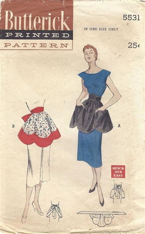 S Butterick Vintage Sewing Pattern Misses Half Apron Etsy