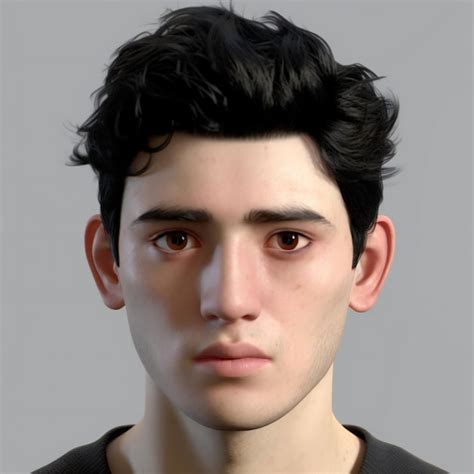 Premium AI Image | Portrait of a young man with black hair and brown eyes