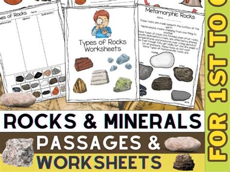 Rocks And Minerals Worksheets Passages Rock Cycle Types Of Rocks