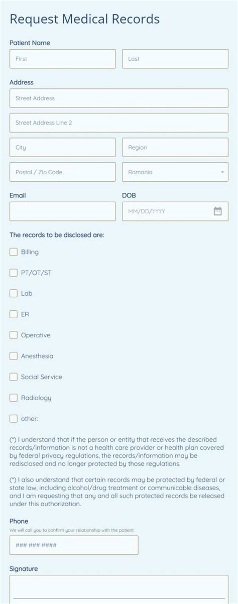 Free Medical Request Form Templates Formbuilder