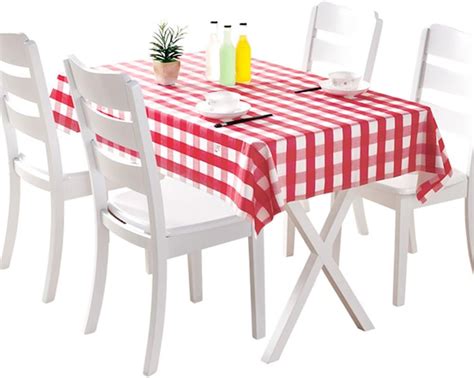 Hejulik Pack Premium Plastic Checkered Bbq Tablecloth Red White