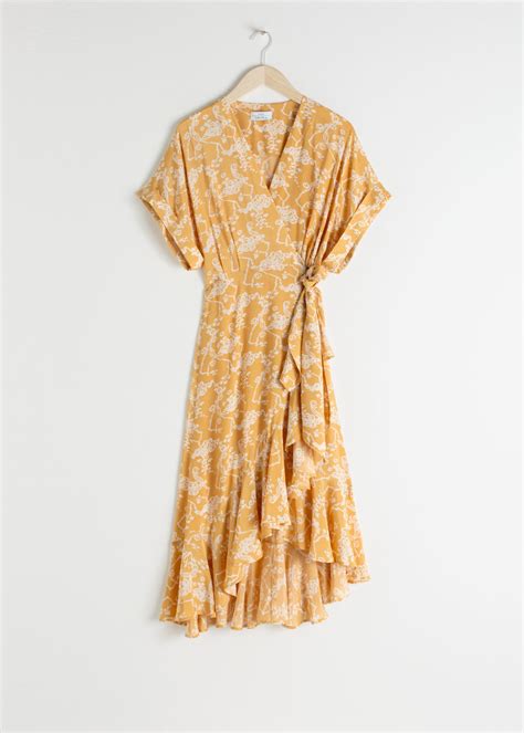 Cloud Print Ruffled Wrap Dress Cloud Print And Other Stories