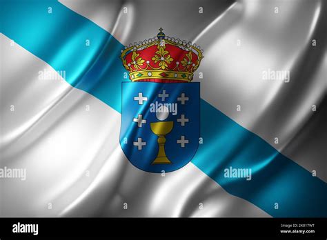 D Rendering Of A Silked Galicia Spanish Community Flag Stock Photo Alamy