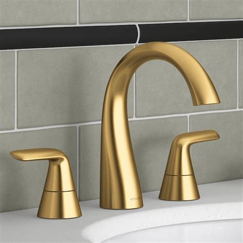 Kohler Avail Vibrant Brushed Moderne Brass 2 Handle Widespread Watersense Mid Arc Bathroom Sink