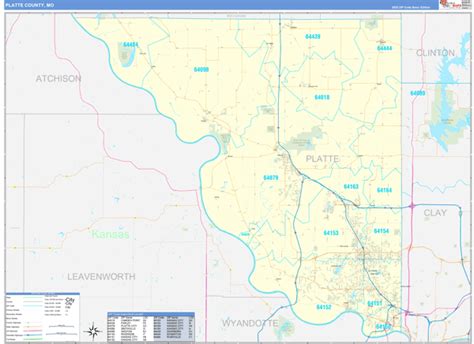 Platte County Mo Zip Code Wall Map Basic Style By Marketmaps Mapsales