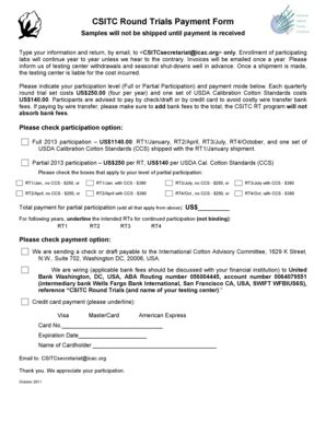 Fillable Online Icac CSITC Round Trials Payment Form ICAC