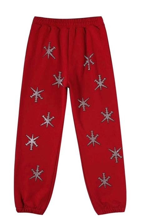 Unknown London Red Rhinestone Joggers Grailed