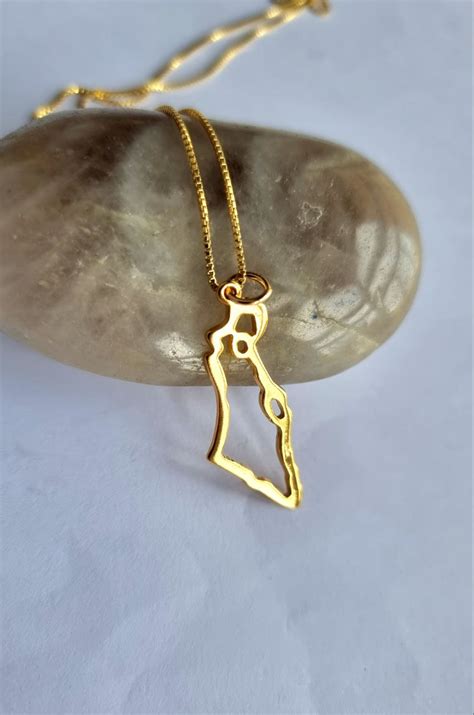 Gold Map of Israel Necklace