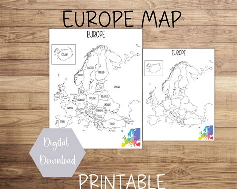 Europe Map Map of Europe Printable Europe Map Printable - Etsy | Europe ...