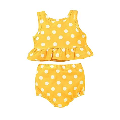 Jdefeg Swimsuit For Girls Summer Bikini Tankini Sets Cute Dot Print Beach Sport Swimwear Baby