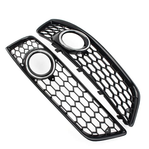 Fit Audi A P Chrome Front Bumper Honeycomb Fog Light Grille