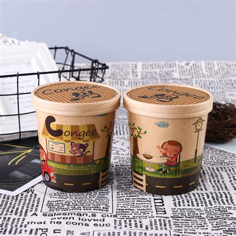 Custom Printed Disposable Hot Soup Bowls Kraft Paper Soup Cup China Paper Soup Cup And Kraft