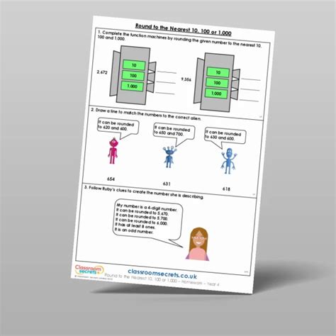 Round To The Nearest 10 100 Or 1000 Homework Resource Classroom Secrets