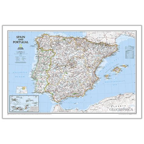 Spain Portugal Classic Wall Map Geographica