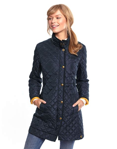 Joules Womens Long Length Quilted Coat Navy We Believe Seeing Off A