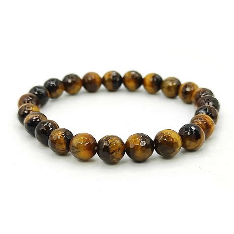 Faceted Tiger Eye Bracelet Courage Reiki Crystal Chakra Aura Healing Pc