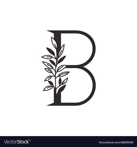 Letter B Alphabet With Leaves Royalty Free Vector Image