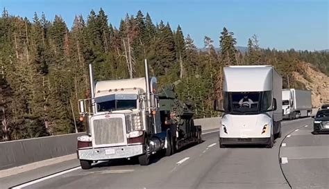 Tesla Semi Seen Flying Past Diesel Trucks In Uphill Battle