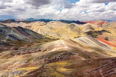 Premium Photo Aerial View Of The Palccoyo Rainbow Mountains Near