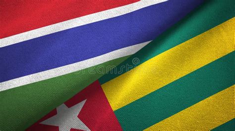 Gambia And Togo Two Flags Textile Cloth Fabric Texture Stock