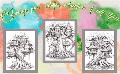 Maisons féériques dans les arbres Livre de coloriage pour adultes