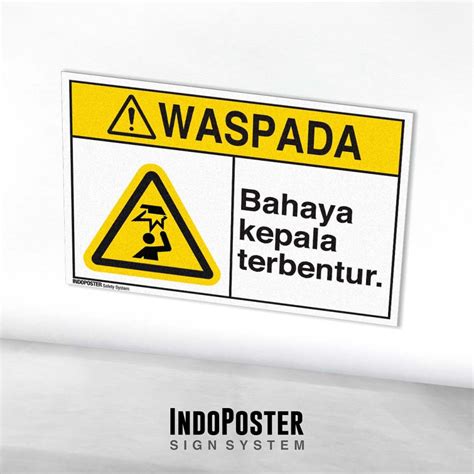 Jual Stiker Label Safety Sign Rambu K3 Ansi Bahaya Kepala Terbentur Shopee Indonesia