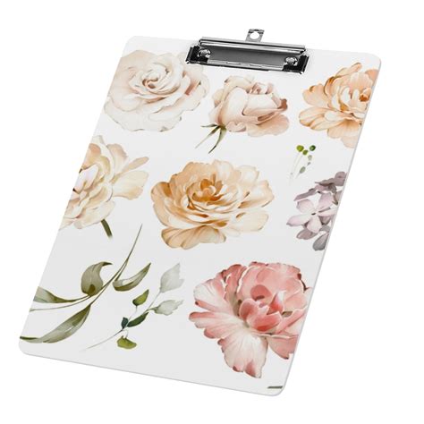 Hidove Acrylic Clipboard Pink Flowers Garden Roses Standard A4 Letter