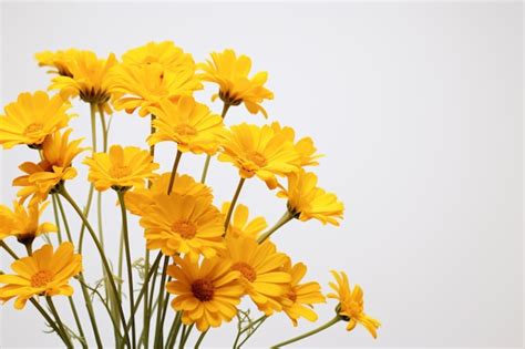 Premium Photo A Vase Filled With Yellow Flowers On A Table