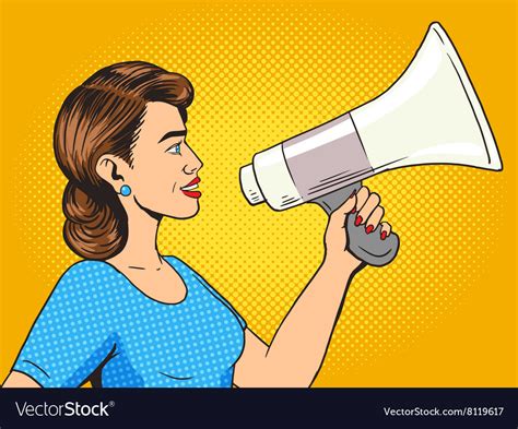 Woman With Megaphone Pop Art Style Royalty Free Vector Image