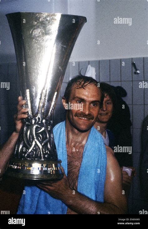 Ipswich Town Captain Mick Mills Holds Aloft The Uefa Cup Trophy After