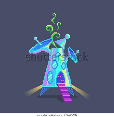 Pixel Art Cartoon Alien Spaceship Pixelated Stock Vector (Royalty Free ...