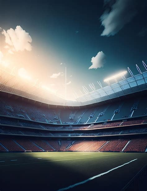 Premium AI Image | powerful vibrant football stadium front view cinematic