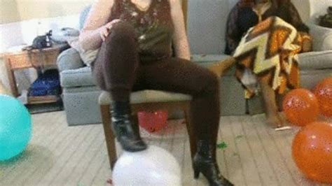 Christines First Time Playing With Balloons Popping Them With Her Boots And Butt Mpg BBW