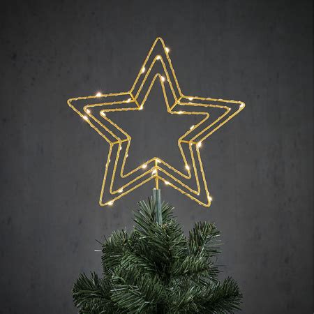 Kerstboom Ster Piek Topper Goud Met LED Verlichting D25 Cm Bestellen